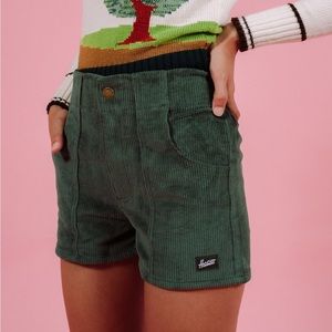 Hammies Grey retro inspired corduroy high waisted shorts